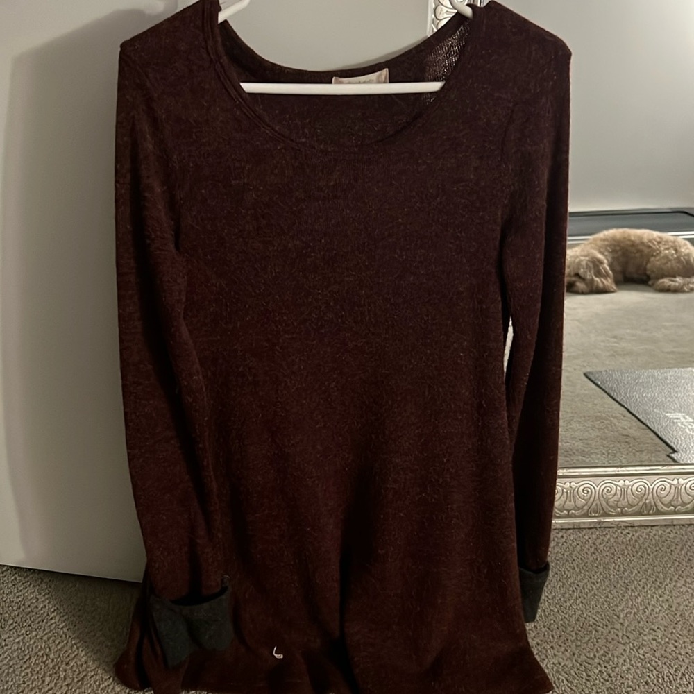 Dark red long sleeve sweater dress
